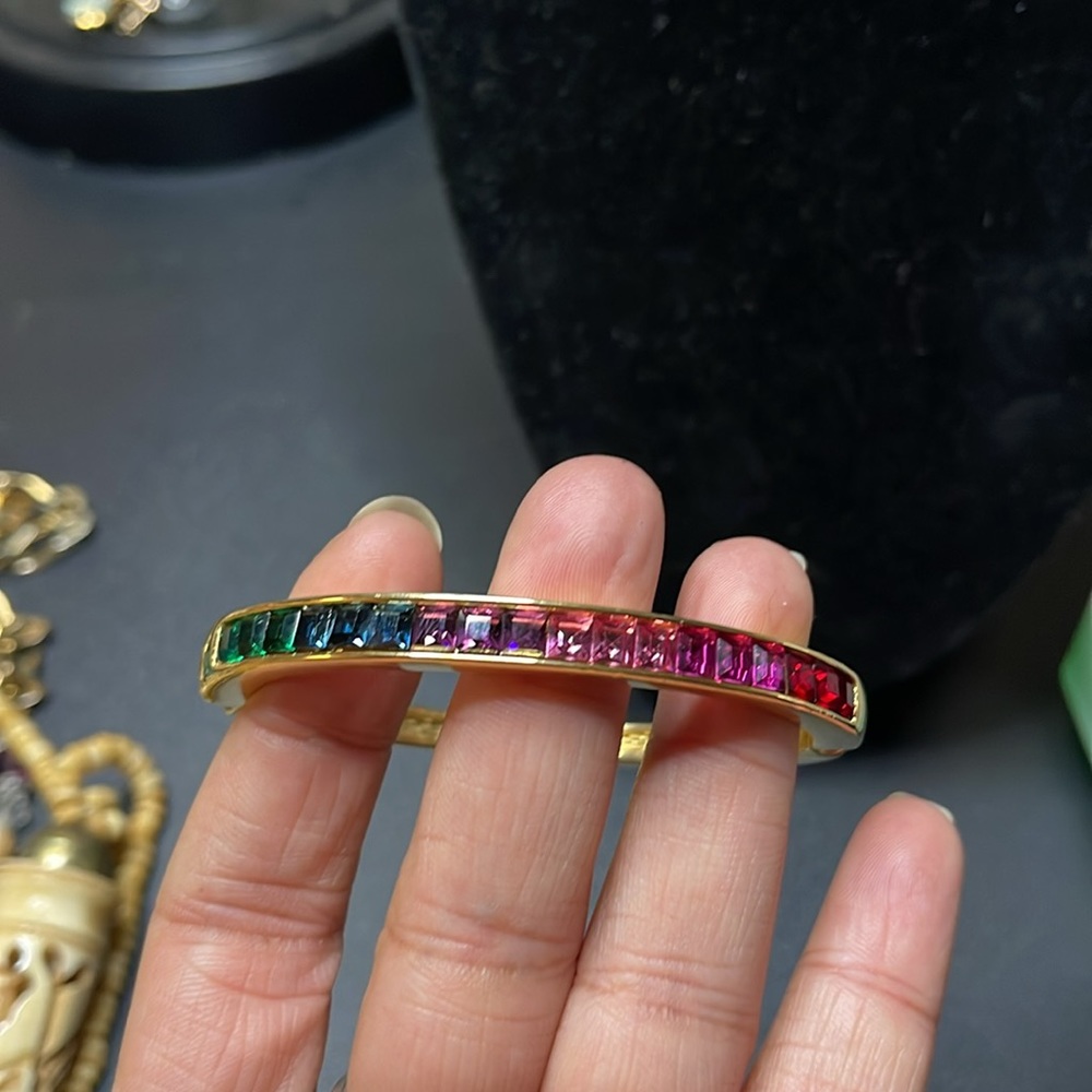 Gold plated bracelet with Swarovski crystals - Picture 2 of 9